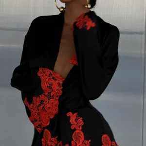 Rio Robe Black with Orange Lace